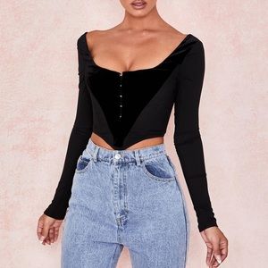 Womens House of CB Corsets | Black Velvet Corset Top